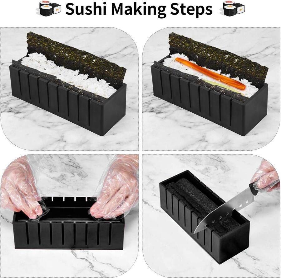 Sushi Maker Set van 12 Sushi-vormen set voor het bereiden van sushi rijst rol sushi-maker doe-het-zelf keuken complete set geschikt voor beginners