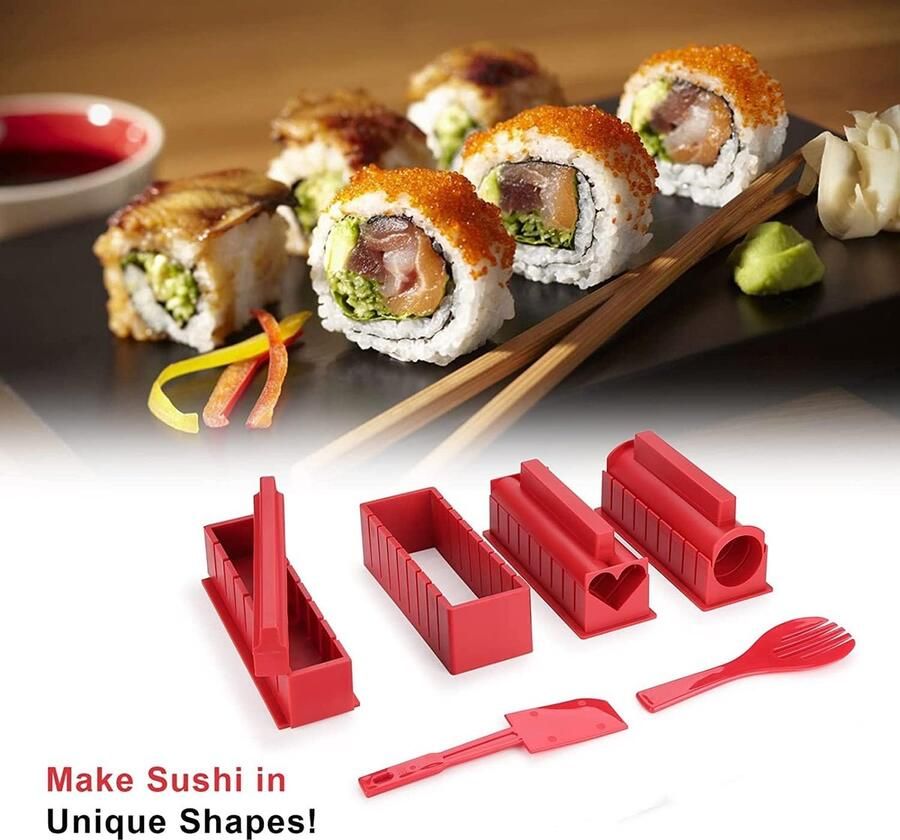 Sushi Making Kit Sushi Maker 11 STKS Compleet met Premium Sushi Mes & Gebruikershandleiding 11 Stuks DIY Sushi Set Sushi Rolls