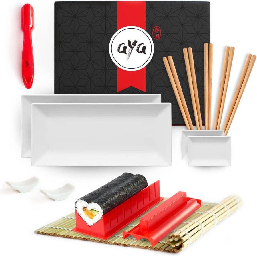 Sushi Making Kit The Sushi Lover Set Sushi Serveerset Complete Sushi Maker Nigiri Maker Bamboe Mat 2 Sushi Borden 2 Sausbakjes 5 Eetstokjes en 2 Eetstokjeshouders