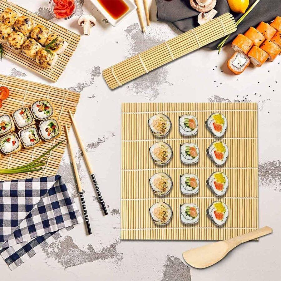 Sushi Mat 6 stuks sushi maker kit sushi bamboe mat sushi rol milieuvriendelijke sushi mat bamboe zelfgemaakte set sushi set beginners sushi starterset sushi maker set voor beginners