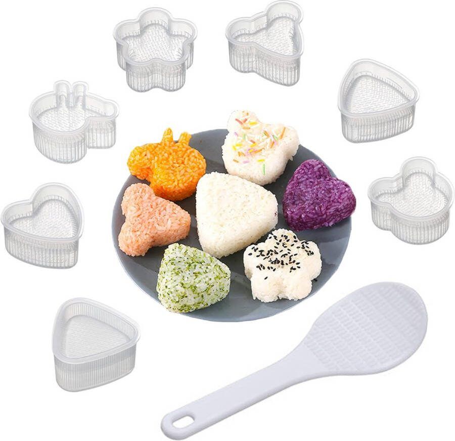 Sushi Onigiri Mold Rijstvormer Bento Onigiri Maker rijstballenmaker 8-delige rijstballenvorm en rijstlepelset schattige cartoon-rijstballenmaker doe-het-zelf sushi-vorm sushi rijstballenvorm