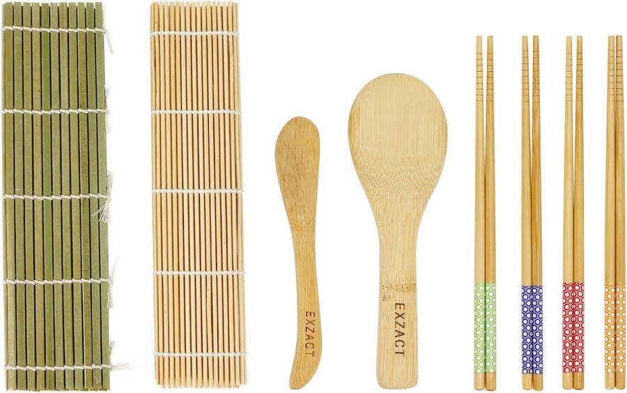 Sushi Rolling Kit 8pcs Sushi Maker 2 x Sushi Rolling Mats 1 x Rijstpeddel 1 x Rijstspreader 4 x paar Eetstokjes All Natural