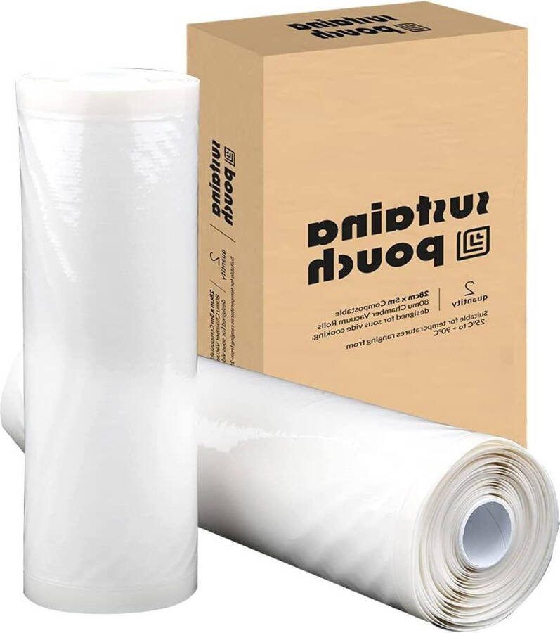 Sustainapouch Composteerbare 80mu Reliëf Vacuüm Sealer Rolls 28cm x 5cm 2 rollen