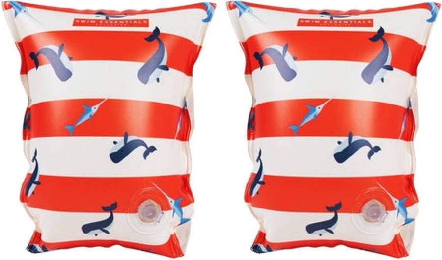 Merkloos Sans marque Swim Essentials Zwembandjes met walvisprint Zwemvleugels Kinderen Jongens Meisjes 15-30 kg 2-6 jaar PVC wit rood