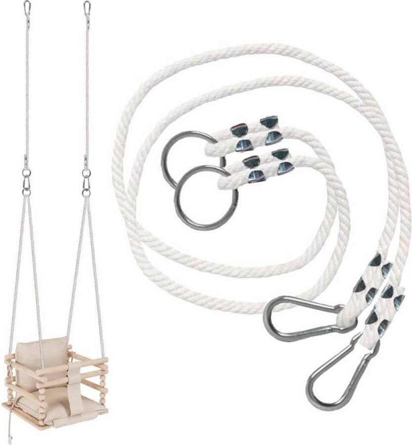 Swing rope kit 50 kg belastbaarheid 2 x verlengstuk 100% ECO natuurlijk touw voor schommels met karabijnhaak touw vervanging
