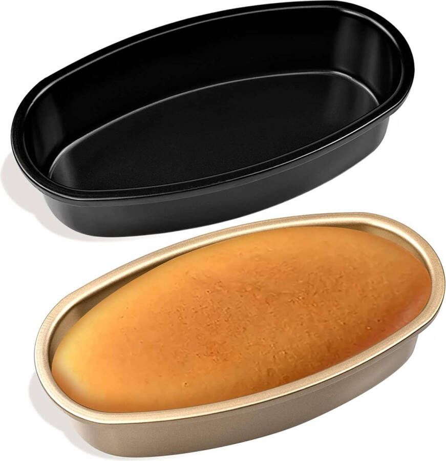 Taartbakvorm Broodvorm Set van 2 Ovale Cakevormen Bakvorm Antiaanbaklaag Aluminium Bakvormen 23 x 12 x 5 cm