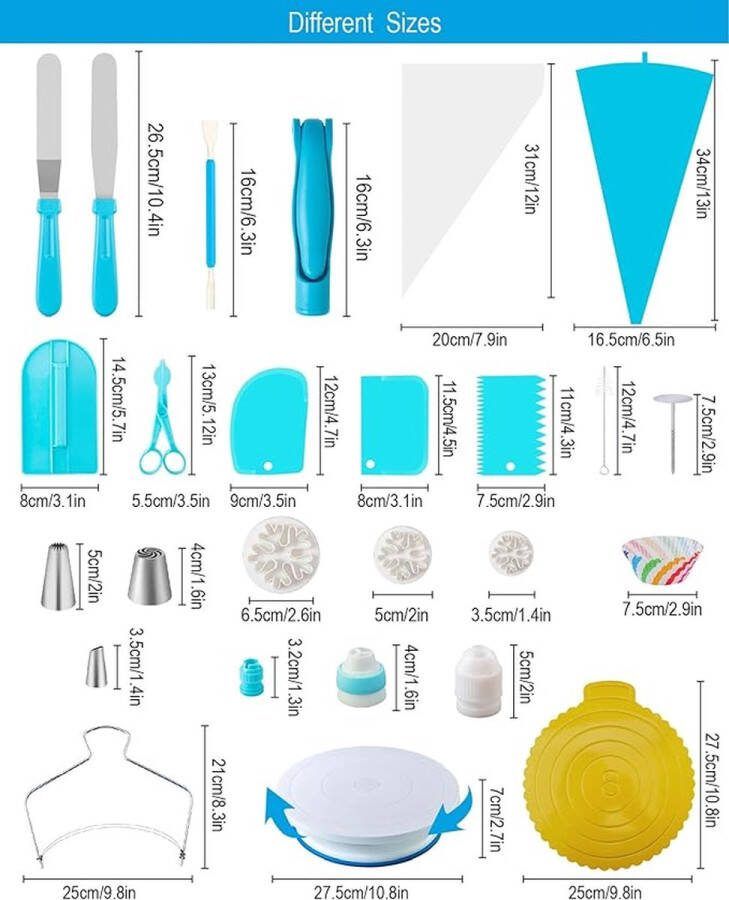 Taartdecoratiesets 301 stuks Taartaccessoires met draaibare taartplaat spuitmonden spuitzakken bakaccessoires voor cupcakes taarten
