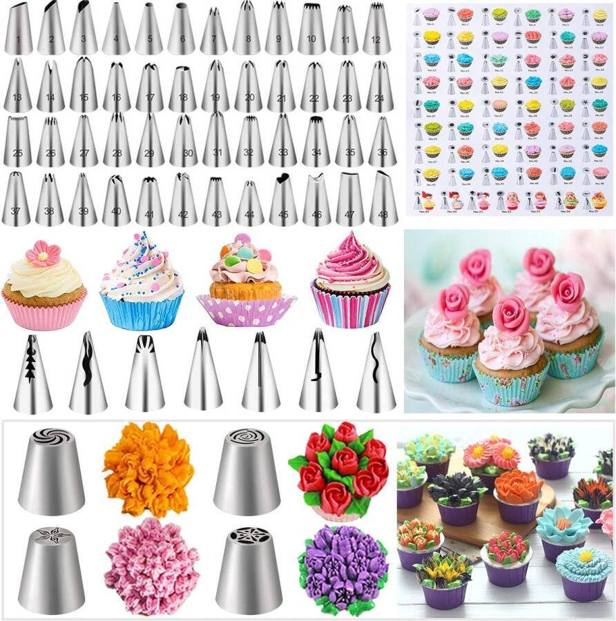 Taartdecoratiesets 301 stuks Taartaccessoires met draaibare taartplaat spuitmonden spuitzakken bakaccessoires voor cupcakes taarten