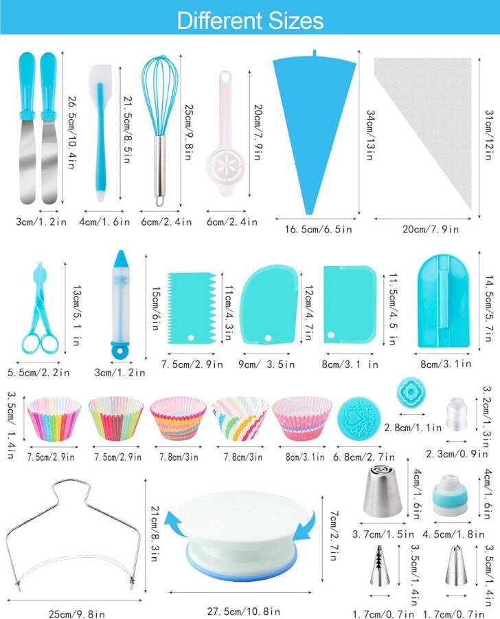 Taartdecoratiesets 356 stuks Taartaccessoires met draaibare taartplaat spuitmonden spuitzakken Taartdecoratie bakaccessoires voor cupcakes taarten