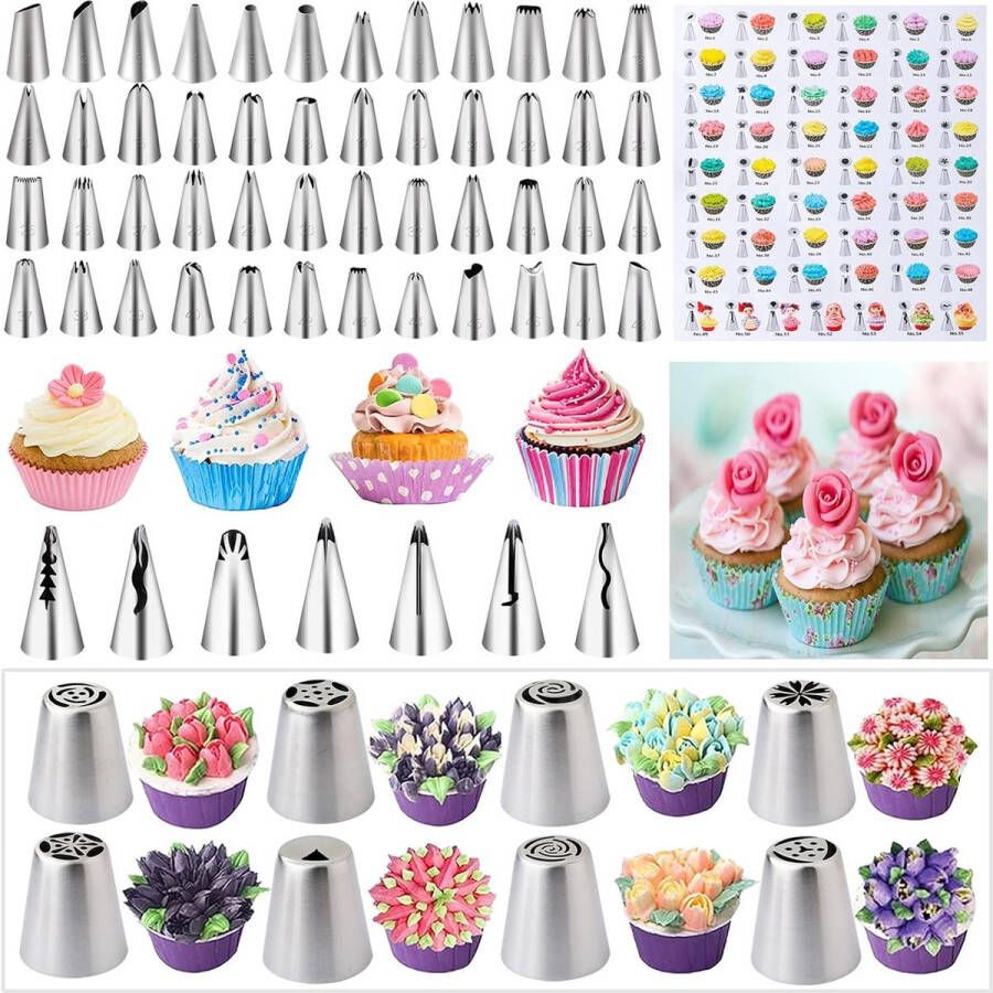 Taartdecoratiesets 356 stuks Taartaccessoires met draaibare taartplaat spuitmonden spuitzakken Taartdecoratie bakaccessoires voor cupcakes taarten