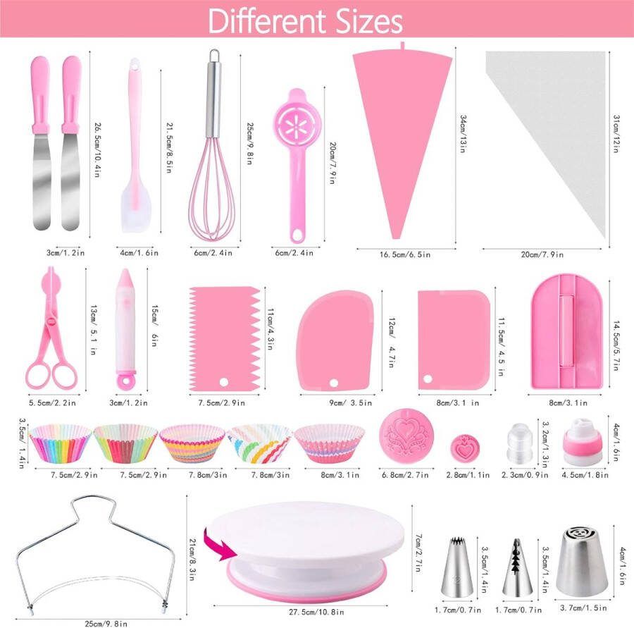 Taartdecoratiesets 356 stuks Taartaccessoires met draaibare taartplaat spuitmonden spuitzakken Taartdecoratie bakaccessoires voor cupcakes taarten