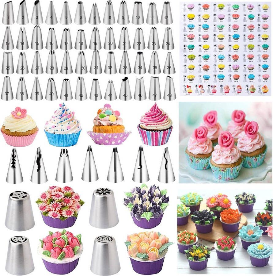 Taartdecoratiesets 357 stuks Taartaccessoires met draaibare taartplaat spuitmonden spuitzakken Taartdecoratie bakaccessoires voor cupcakes taarten