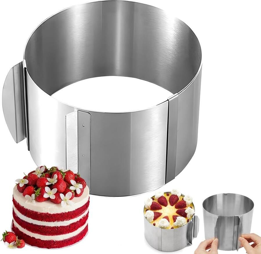 Taartring verstelbaar hoog 15 cm roestvrijstalen taartring rond verstelbare bakring taartring bakvorm hoog voor het opleggen of vullen van taarten voor taarten mousse cake chocolade