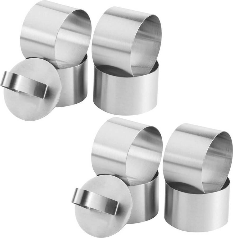 Taartringenset 8 stuks roestvrijstalen taartringen taartvorm dessertringen taartvorm (8 ringen 8 levensmiddelen persen) dessertset voor bakken gebak mousse ronde desserts 8 cm