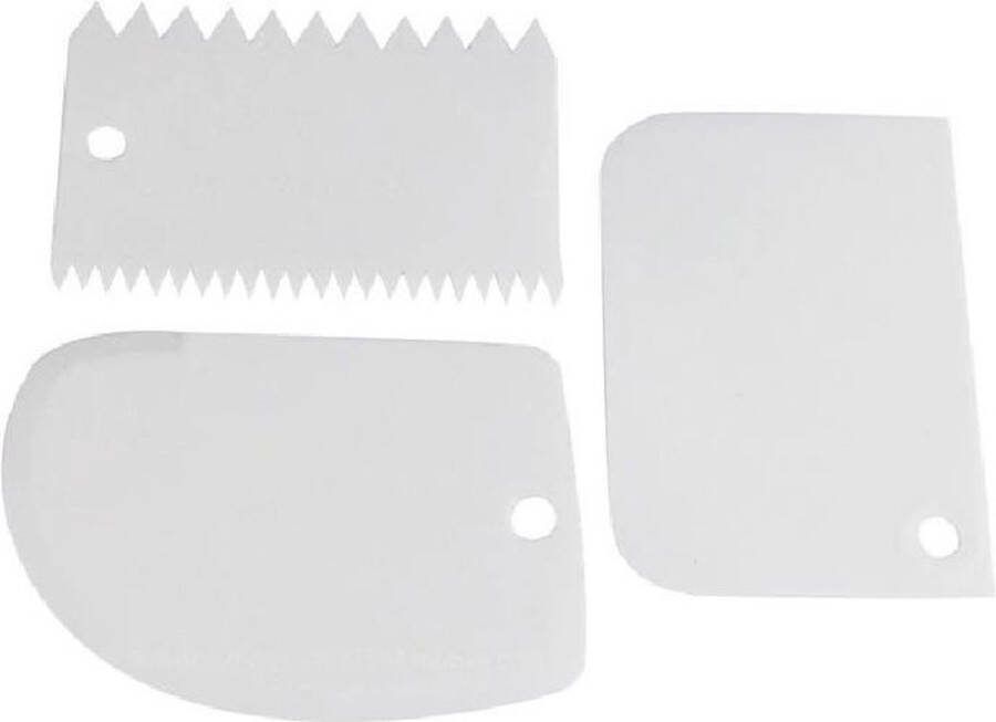 Merkloos Sans marque Taartschraper Deegschraper Deegkrabber Fondant schraper 3-Delig icing of botercrème Patisserie Pizza deeg Spatel voor taart Vaatwasserbestendig