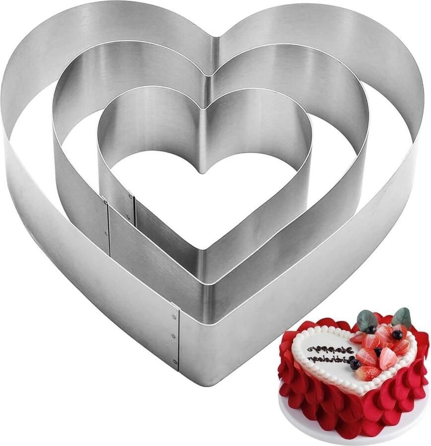 Taartsnijder 3 stuks hart snijders set 4-6-8 inch roestvrij staal scones keuken bakken verjaardag Kerstmis Valentijnsdag