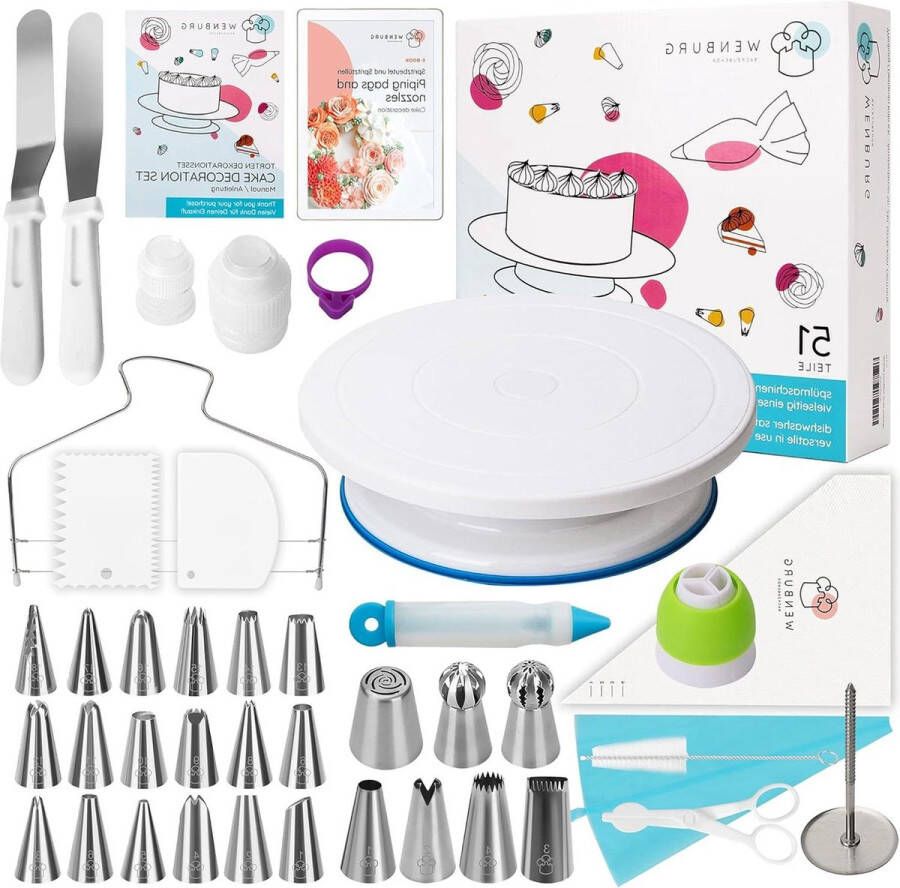 Taartsnijder Draaibaar Taartplateau 51-delig Met Draaibare Taartplateau Taartstandaard-set Voor Beginners En Professionals Taartstandaard Draaitafel Taartaccessoires