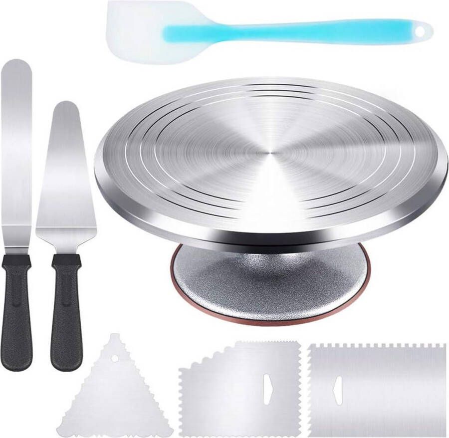 Taartsnijder Draaiende Stand 12 Cakes Draaitafel met 127 Hoekige Frosting 3 Kam Icing Smoother Siliconen Spatels Pie Server Cutter Bakken Decoreren Gereedschap