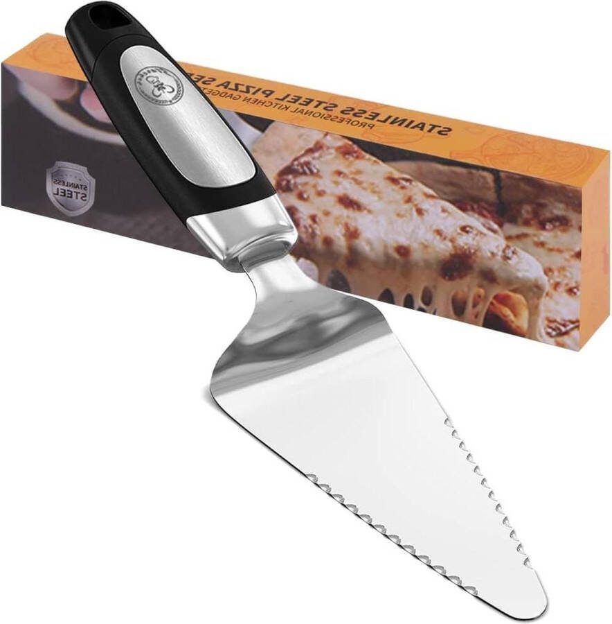 Taartsnijder Dubbelbladige Ontwerp Soft Grip Roestvrij Staal Zilver-Zwart Cake Pièce Server Snijder 25cm