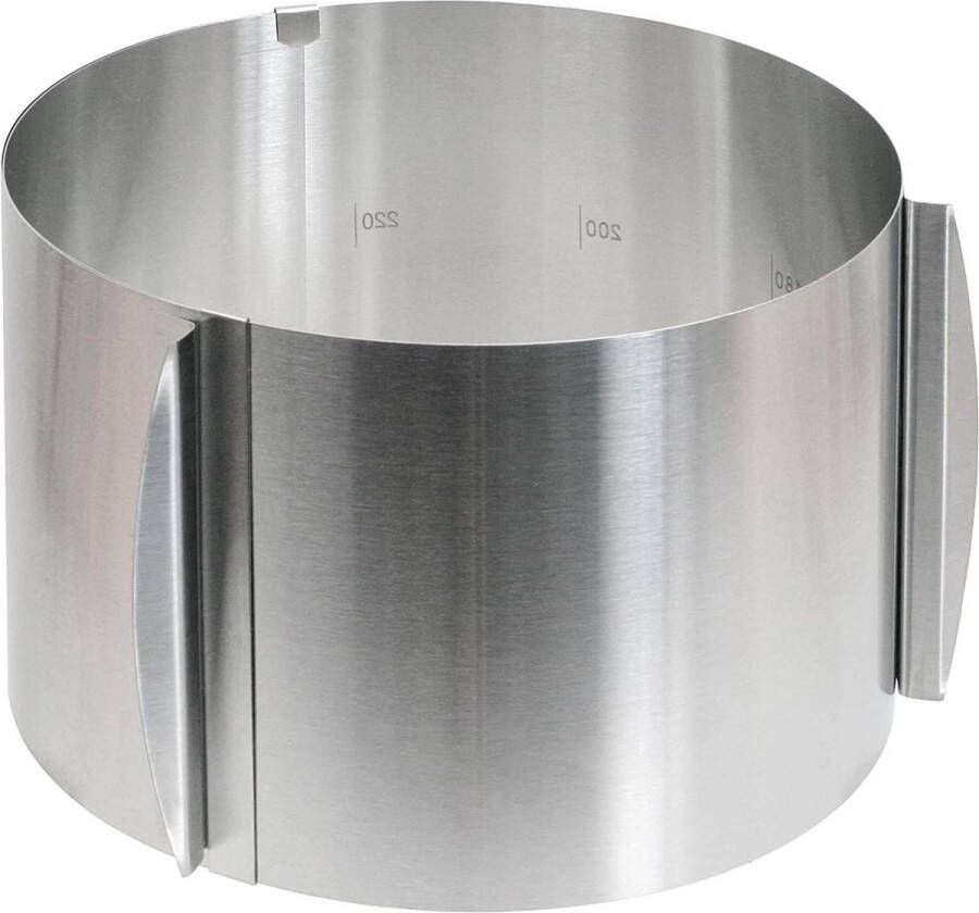 Taartsnijder verstelbare premium taartring 16-30 cm diameter 15 cm hoogte schaal hittebestendig roestvrij staal zilver