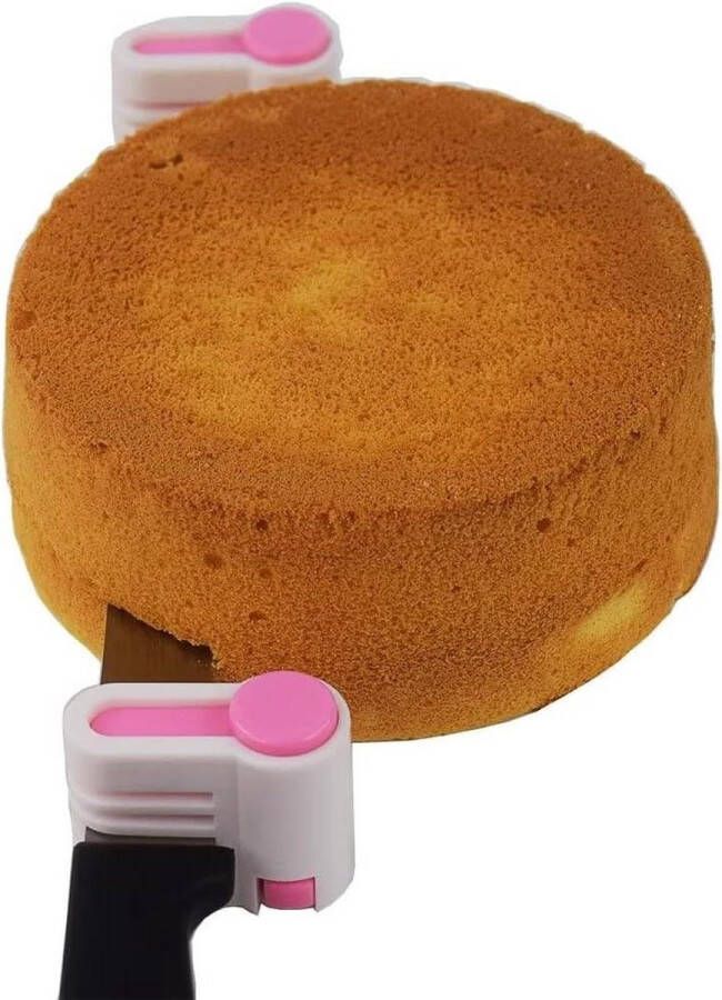 Taartsnijder voor doe-het-zelf Stratificatie Hulpstuk voor het snijden van broodplakken en toast 5 lagen Leveler Slicer Keuken Fixator Tool 1*2PCS roze Taartsnijder