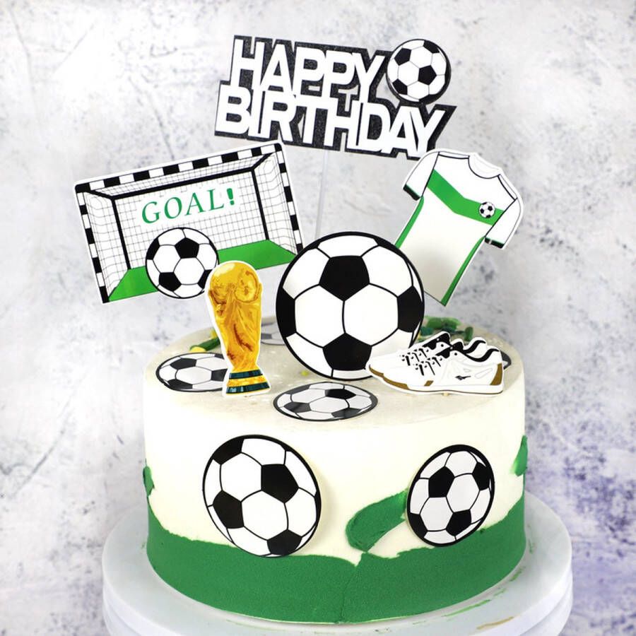 Taarttopper voetbal happy birthday 5 setjes 30 toppers verjaardag taartdecoratie voetballen cake versiering voetbal thema voetbalfeest