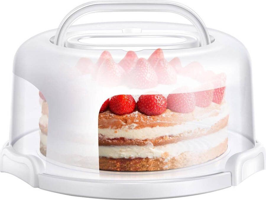 Taarttransportdoos taartbel met deksels en handvat draagbare ronde taarttransportdoos taartdoos voor taarten koekjes noten fruit geschikt voor 10 inch taarten geweldige cadeaus