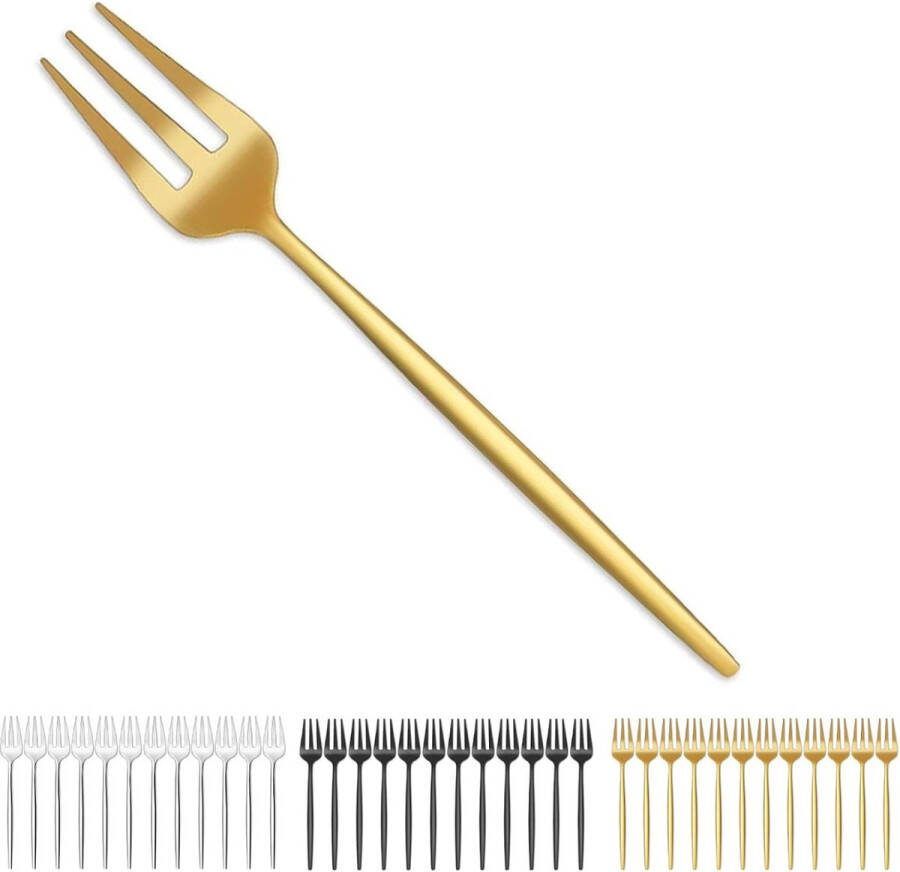 Taartvorken 12 stuks roestvrij stalen vorkset 13 5 cm matgouden vorken dessertvorken kindervorken geschikt voor thuis restaurant feest vaatwasmachinebestendig