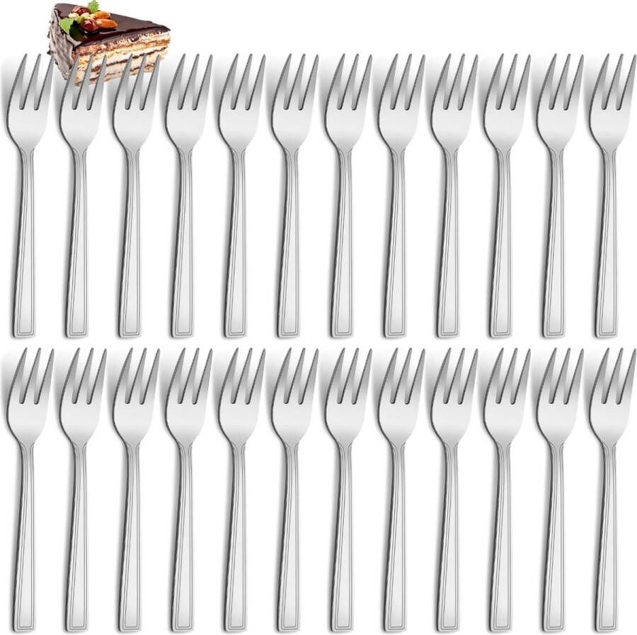Taartvorken 24 stuks kleine vorken dessertvorken 5 9 inch (15 cm) roestvrijstalen vorken taartvorken voor thuis feest restaurant vaatwasmachinebestendig