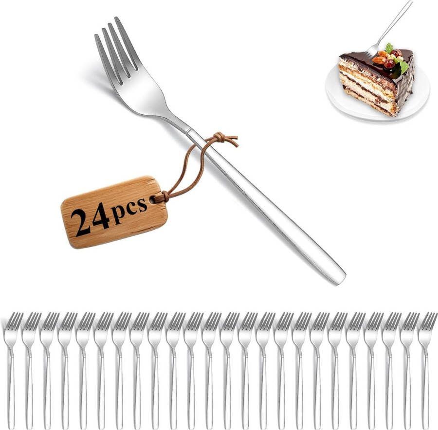 Taartvorken 24 stuks roestvrijstalen dessertvorken fruitvorken kleine vorken voor thuis restruimte hotel bruiloft feesten vaatwasmachinebestendig