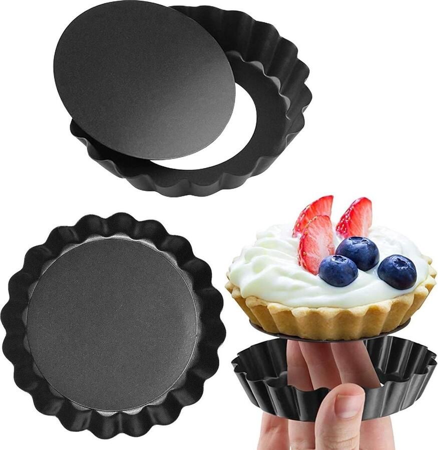 Taartvorm 10 cm mini-quichevorm met hefbodem Set van 6 Bake-n-Share Rond Antiaanbaklaag tartelette vormen