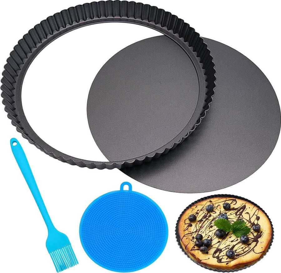 Taartvorm 28 cm bakvorm met hefbodem quichevorm antiaanbaklaag voor bakken taartvorm rond perfect voor het bakken van quiches vlaaien en taarten