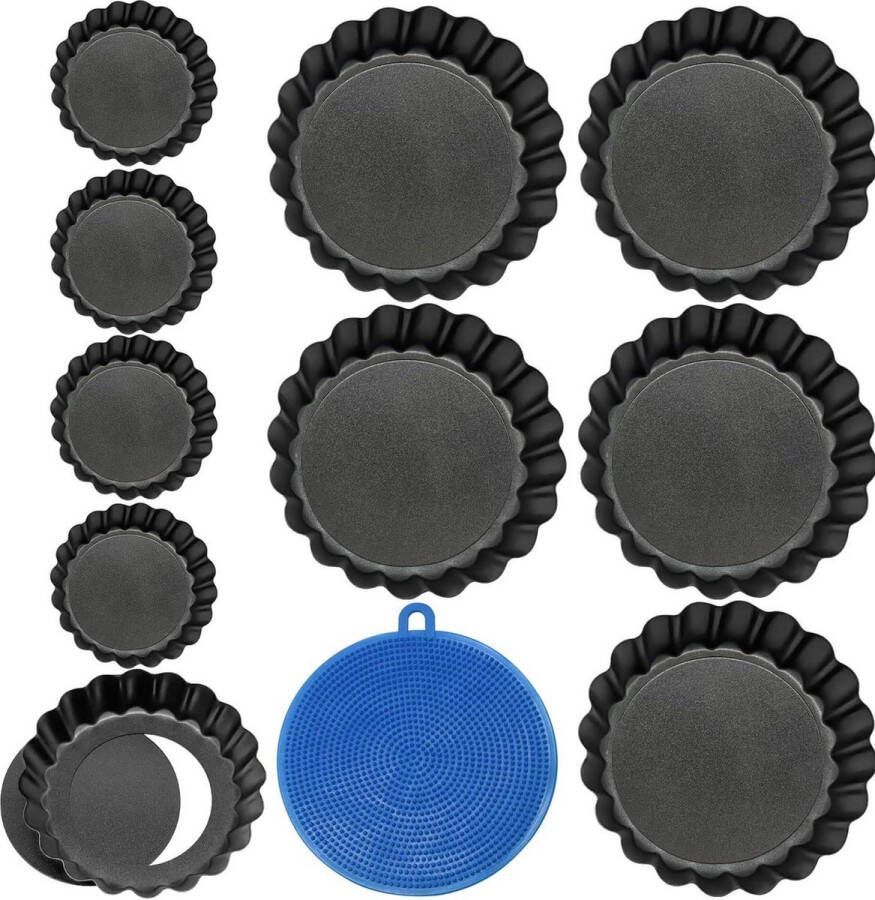 Taartvorm met hefbodem 10 cm klein anti-aanbaklaag quichevorm ronde taartvorm fruitcakevorm cakevorm gegolfde rand tartelette vormen