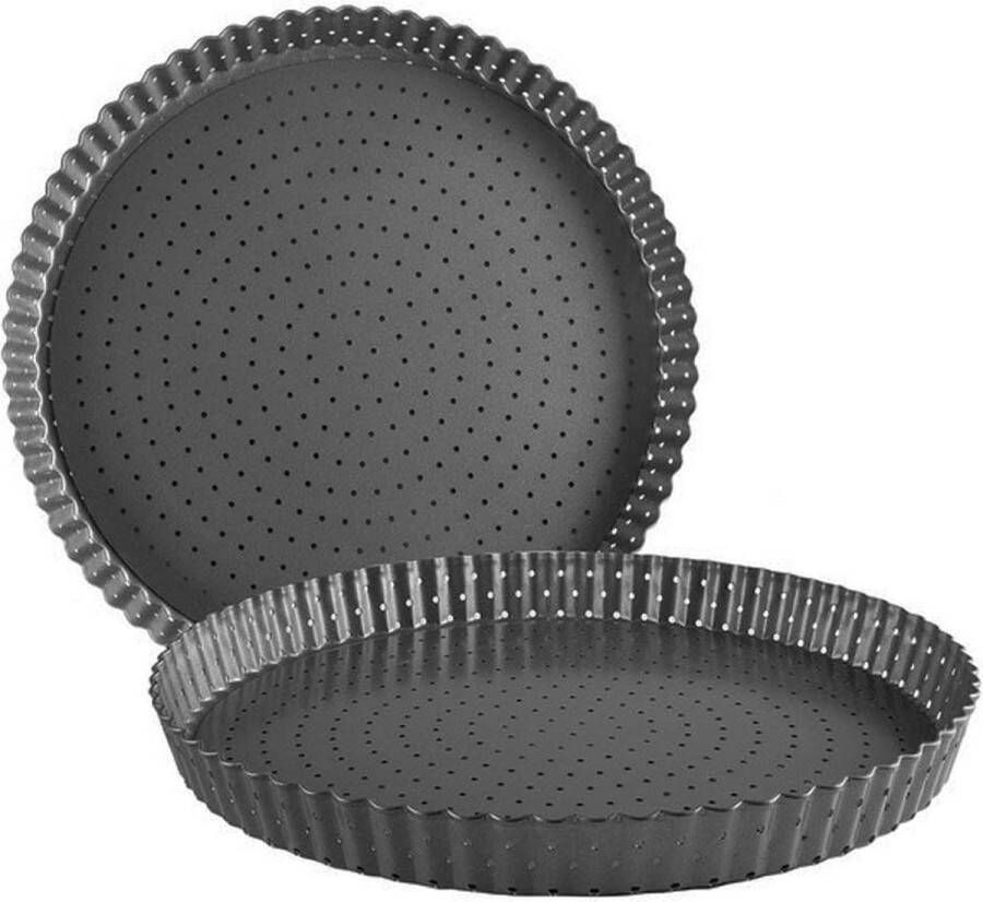 Taartvorm met hefbodem en microgaatjes Quichevorm Taartbodemvorm Krimpbakvorm voor taarten Koolstofstaal Antiaanbaklaag Diameter 22 cm