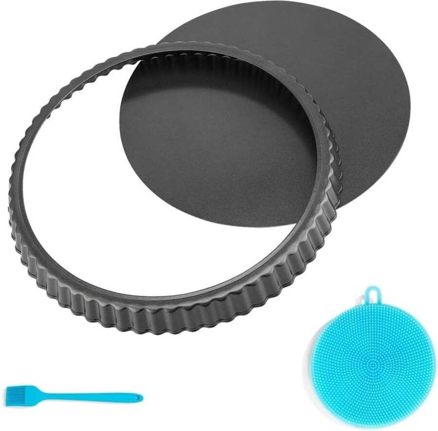 Taartvorm met hefbodem veilige anti-aanbaklaag quiche bakvorm 28 cm ronde quiche bakvorm voor quiche taart pie