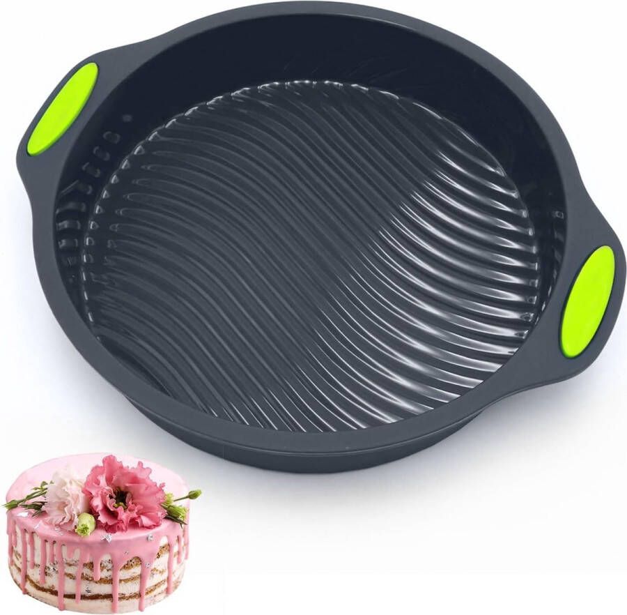 Taartvorm rond 23 cm siliconen bakvorm antiaanbaklaag BPA-vrij lekvrij taartvorm voor laagtaart cheesecake en regenboogtaart (donkergrijs)
