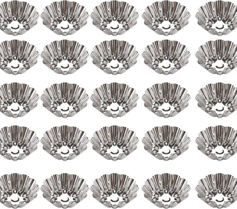 Taartvormen cupcake-taartvorm mini-taartvorm roestvrij staal muffinvorm herbruikbare bakvormen antiaanbaklaag pudding cake koekjes muffin 25 stuks tartelette vormen