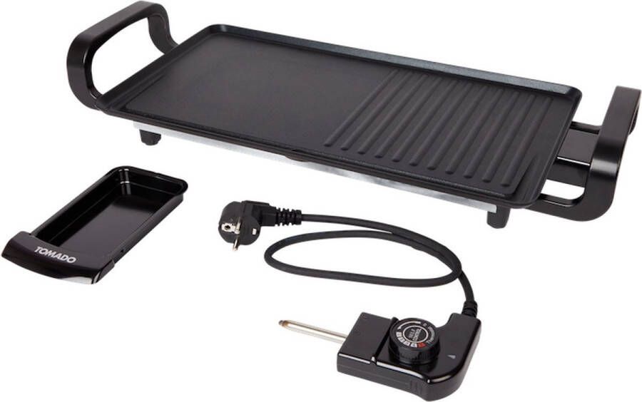 Tafel grill- extra groot- contact grill- grillplaat- 45x25 cm- voor vlees en groente- 2000 watt- tafelgrill-contactgrill grill plaat- bak plaat- bakplaat