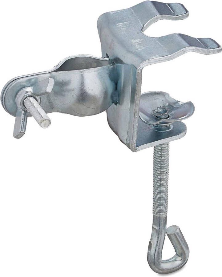 Tafel parasolhouder van staal voor stokken van 19-32 mm Parasolklem voor balkonreling en tuintafel Zilver Parasol klem
