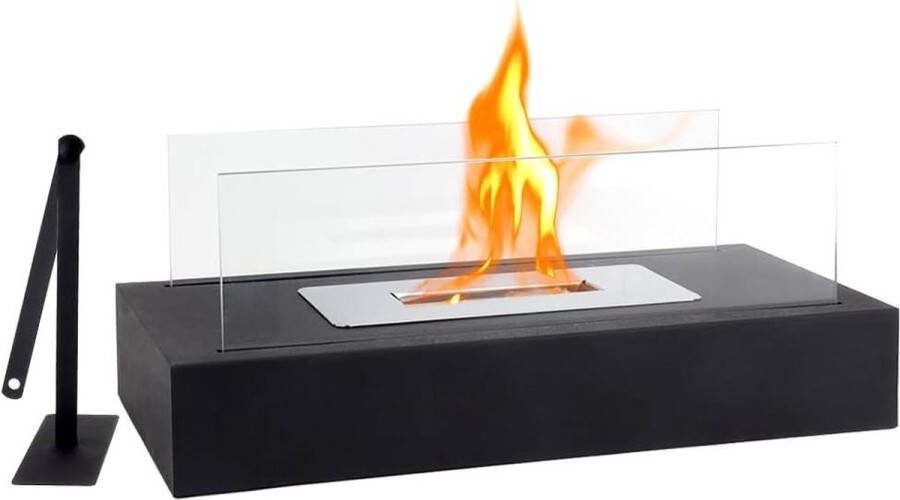 Tafelblad Vuurschaal Pot 35 cmL Draagbare Bio-ethanol Tafelhaard Voor Binnen Buiten Patio Feesten Zwart