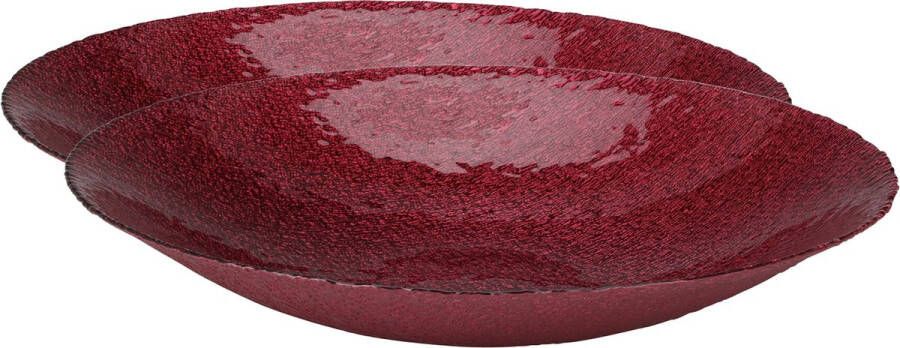 Merkloos 2x stuks glazen decoratie schalen fruitschalen rood rond D40 x H7 cm Fruitschalen