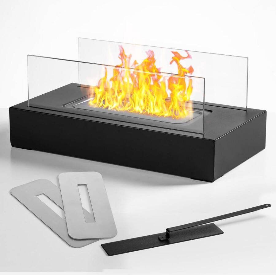 Tafelhaard 3 uur brandduur voor binnen en buiten instelbare vlam veiligheidsglas bio-ethanol balkondecoratie Tafelhaard