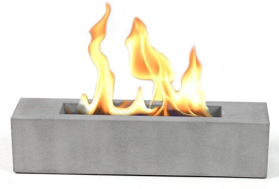 Tafelhaard Mini-bio-ethanol open haard draagbaar beton tafelblad vuurschaal grijs 38 x 85 x 85 cm voor binnen en buiten content in HTML toegevoegd Tafelhaard