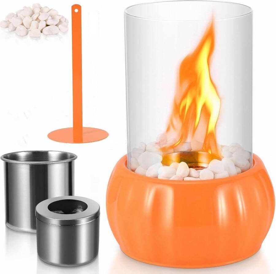 Tafelhaard verstelbare vlam en 4 uur brandduur draagbare bio-ethanol tafelhaard veiligheidsglas natuurstenen ethanol open haard indoor vuurplaats balkondecoratie terras Tafelhaard
