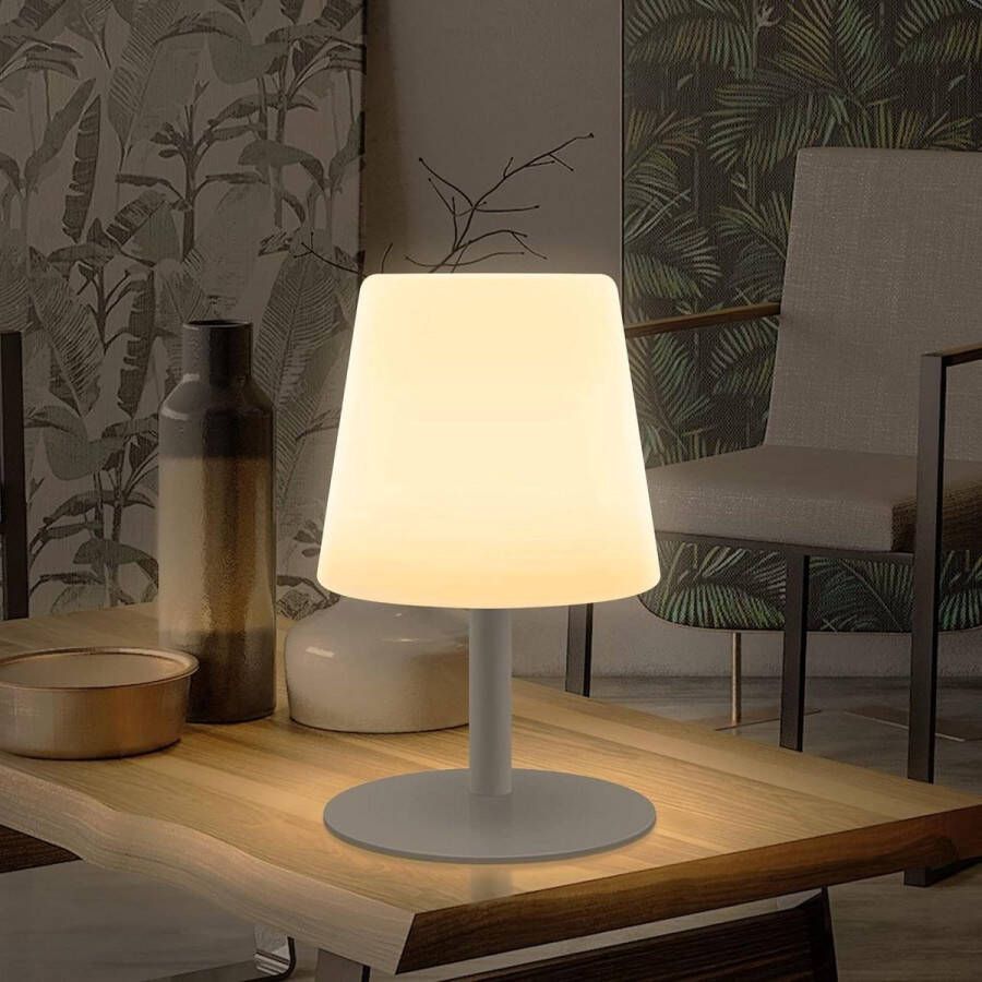 Tafellamp met accu voor buiten draadloze lamp dimbaar USB-oplaadbaar bedlampje voor slaapkamer woonkamer grijs