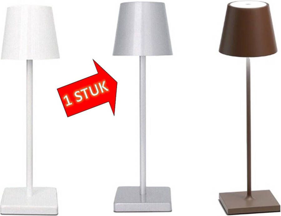 Tafellamp Oplaadbaar En Dimbaar Moderne Touch Lamp Nachtlamp Draadloos 38 CM 1 Stuk Zilver