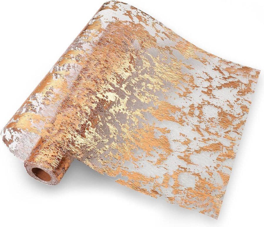 Tafelloper 10 m x 28 cm Roségouden Tafelloper Metallic tafellopers Foliedoek ideaal voor etentje bruiloft verjaardag kersttafeldecoratie Roségoud