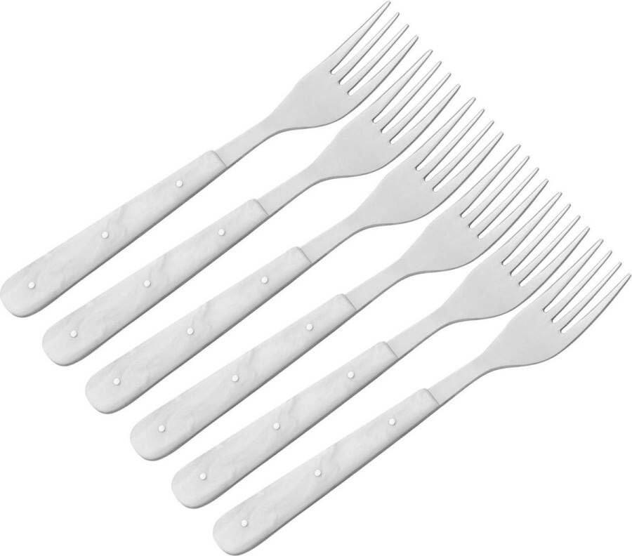 Tafelmes 6 x Vespermes gekarteld imitatieparelmoer Made in Germany Solingen