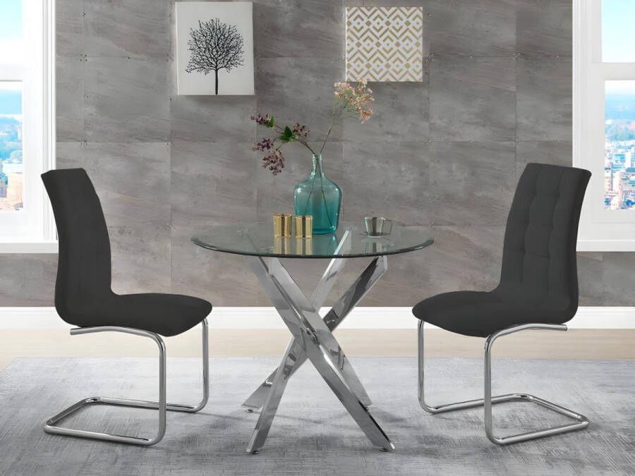 Tafelset met eettafel COSIMA + 2 stoelen NADYA Zwart L 90 cm x H 72.5 cm x D 90 cm