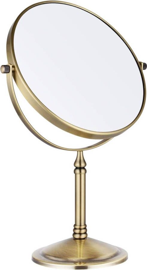 Tafelspiegel make-upspiegel met 10 x vergroting goudkleurig 360 graden draaibaar dubbelzijdige spiegel make-upspiegel voor make-up scheren geschenken diameter 20 cm